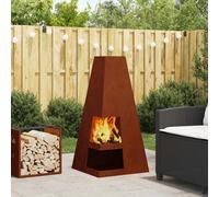 vidaXL Braciere Ruggine 50 x 50 x 100 cm Acciaio Corten