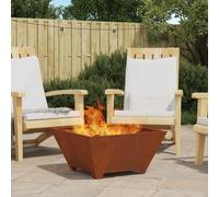 vidaxl braciere in acciaio resistente agli agenti atmosferici - braciere da esterno rustico - griglia quadrata del pozzo del fuoco -60x30cm camino da patio resistente alla ruggine