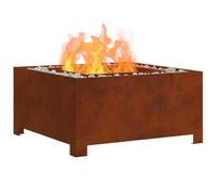 vidaXL Focolare Marrone 80 x 80 x 40 cm, Focolare Industriale da Esterno, Quadrato e Portatile, Resistente alla ruggine, Ideale per Giardini e Terrazzi