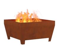 vidaXL Braciere rustico in acciaio corten, 80 x 43 cm, riscaldamento a legna per esterni, durevole e resistente alla ruggine, perfetto per balconi, riunioni, quadrato, resistente alle intemperie