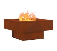vidaXL Braciere quadrato in acciaio Corten, 80 x 40 cm, resistente alla ruggine, in metallo, per giardino e patio