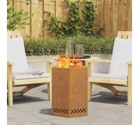 vidaXL Braciere Senza Fumi Esagonale 38x38x51 cm Acciaio Invecchiato