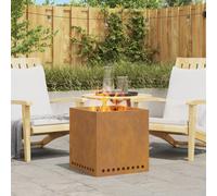 vidaXL Braciere Senza Fumo Quadrato 48x48x50 cm Acciaio Invecchiato