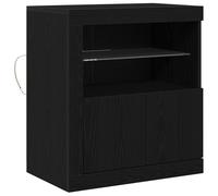 Sideboard vidaXL con luci LED Nero Rovere 60,5x37x67 cm