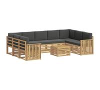 vidaXL Set di divani da esterno 10 pcs Bianco e Antracite, Mobili da giardino, divano outdoor moderno, set angolare per il patio e terrazza, resistente e confortevole