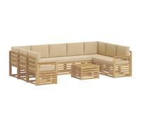 vidaXL Buiten bankenset 10 st Wit en Beige Polyester