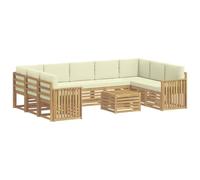 vidaXL Set di divani da esterno 10 pcs Bianco e Crema 59 x 59 x 37 cm, Mobili da giardino, divano outdoor moderno, set angolare per il patio e terrazza, resistente e confortevole