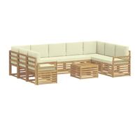 vidaXL Buiten bankenset 10 st Wit en crèmekleurig Polyester