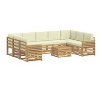 vidaXL Buiten bankenset 10 st Wit en crèmekleurig Polyester