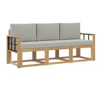 vidaXL Set di divani da esterno 3 pcs Bianco e Grigio Chiaro, Divano da esterno, lounge moderna per giardino, set sezionale per relax in patio, collezione stilosa