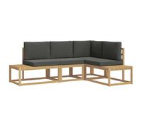vidaXL Set di 3 divani da esterno in poliestere bianco e antracite, divano in legno di acacia, set moderno per sedersi comodamente, sezione durevole per rilassarsi e divertirsi all'aperto