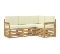 vidaXL Set di divani per esterni, 4 pezzi, bianco e crema, set da salotto da giardino, divano moderno, mobili sezionali per terrazza, comfort sul patio