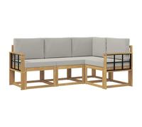vidaXL Set di divani da esterno 4 pcs Bianco e Grigio Chiaro, Divano moderno da giardino, set lounge per terrazzo, patio, mobili resistenti per vivibilità
