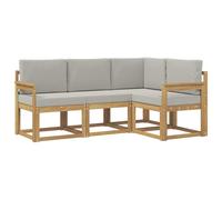 vidaXL Buiten bankenset 4 st Wit en Lichtgrijs Polyester