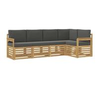 vidaXL Set divano da esterno 5 pezzi bianco e antracite 247 x 128,5 x 73 cm, giardino, divano componibile moderno, mobili da esterno, terrazza, salotto, confortevole area salotto