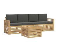 vidaXL Set di divani da esterno, 5 pezzi, bianco e antracite, divano da giardino, mobile sezionale resistente, set moderno per patio, comodo per la vostra terrazza