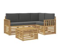 vidaXL Set di divani da esterno, 5 pezzi, bianco e antracite, set di divani moderni per esterni, sedie da patio, mobili da giardino contemporanei, sezione acacia