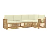 vidaXL Set di divani da esterno, 5 pezzi, bianco e crema, divano componibile moderno per giardino, mobili da esterno, comfort per patio e terrazza