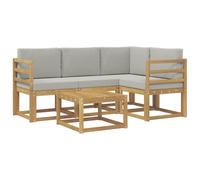 vidaXL Set di divani da esterno 5 pcs Bianco e Grigio Chiaro, Mobili da giardino, moderno divano all'aperto, set modulare per patio, scomodo per il soggiorno