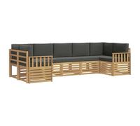 vidaXL Set di divani da esterno, 6 pezzi, bianco e antracite, divano moderno in legno di acacia, set durevole per giardino, mobili modulari per patio e piscina