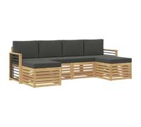vidaXL Set di divani 6 pz Bianco e Antracite, Divano Moderno da Giardino, Mobili componibili Durevoli, Comfort sulla terrazza