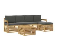 vidaXL Set di divani da esterno 6 pcs Bianco e Antracite, Arredamento da giardino, divano moderno all'aperto, set angolare, lounge patio, comfort per terrazza