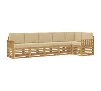 vidaXL Set di divani da esterno, 6 pezzi, beige, 306 x 128,5 x 73 cm, divano moderno da giardino, comodo set da patio, mobili sezionali per terrazza e lounge