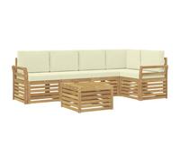 vidaXL Buiten bankenset 6 st Wit en crèmekleurig Polyester