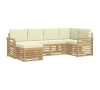 vidaXL Buiten bankenset 6 st Wit en crèmekleurig Polyester