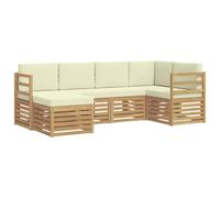 vidaXL Buiten bankenset 6 st Wit en crèmekleurig Polyester