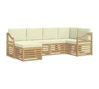 vidaXL Buiten bankenset 6 st Wit en crèmekleurig Polyester