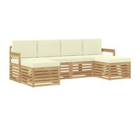 vidaXL Buiten bankenset 6 st Wit en crèmekleurig Polyester