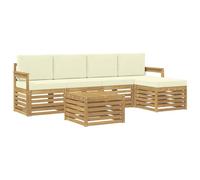 vidaXL Set di divani da esterno 6 pcs Bianco e Crema 59 x 59 x 37 cm, Arredamento da giardino, divano moderno all'aperto, set angolare, lounge patio, comfort per terrazza
