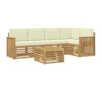 vidaXL Buiten bankenset 6 st Wit en crèmekleurig Polyester