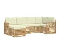 vidaXL Buiten bankenset 6 st Wit en crèmekleurig Polyester