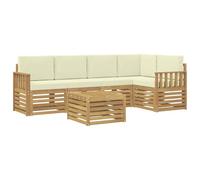 vidaXL Set di divani per esterni, 6 pezzi, bianco e crema, mobili da giardino, divano componibile moderno, sedili lounge all'aperto, set terrazza per il comfort
