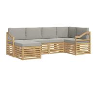 vidaXL Set di divani da esterno 6 pcs Bianco e Grigio Chiaro, Divano da esterno, moderno, angolare, per giardino, arredo patio, set relax in veranda