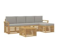 vidaXL Buiten bankenset 6 st Wit en Lichtgrijs Polyester