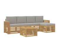 vidaXL Buiten bankenset 6 st Wit en Lichtgrijs Polyester