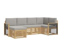 vidaXL Set di divani da esterno 6 pcs Bianco e Grigio Chiaro, Divano da esterno, moderno, angolare, per giardino, arredo patio, set relax in veranda