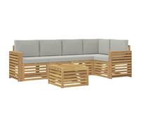 vidaXL Buiten bankenset 6 st Wit en Lichtgrijs Polyester
