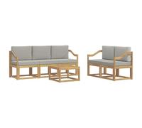 vidaXL Set di divani da esterno 6 pcs Bianco e Grigio Chiaro, Divano da giardino outdoor, set moderno per il patio, comodo lounge per rilassarsi in terrazza