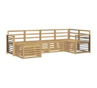 vidaXL Set di divani da esterno 6 pcs Bianco Poliestere, Divano da esterno, moderno, angolare, per giardino, arredo patio, set relax in veranda