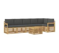 vidaXL Set di divani per esterni 7 pezzi, bianco e antracite, set da giardino, set moderni, divani componibili, sala da pranzo relax, set in legno, design per patio