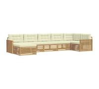 vidaXL Set di divani da esterno con cuscino 7 pcs Bianco e Crema, Divano Sezionale da Giardino, Mobili Moderni, Resistente alle Intemperie, Comfort in Terrazza
