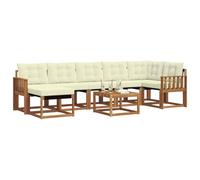 vidaXL Set di divani da esterno con cuscino 8 pcs Naturale e Crema, Set Lounge Minimalista per Esterni, Mobili Resistenti alle Intemperie, Divano Comodo in Texilene, Posti in Giardino