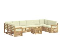 vidaXL Set di divani da esterno 8 pezzi bianco e crema 59 x 59 x 37 cm poliestere, salotto da giardino, mobili da esterno moderni, divano sezionale, terrazza resistente, area salotto