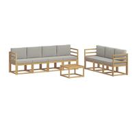 vidaXL Buiten bankenset 8 st Wit en Lichtgrijs Polyester