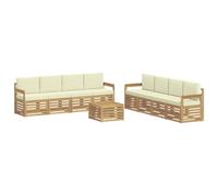 vidaXL Set di divani per esterni, 9 pezzi, bianco e crema, 59 x 59 x 37 cm, mobili da giardino moderni per terrazza, soggiorno, set resistente