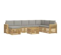 vidaXL Buiten bankenset 9 st Wit en Lichtgrijs Polyester